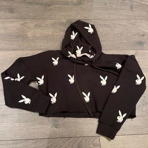 SOLD playboy cropped hoodie